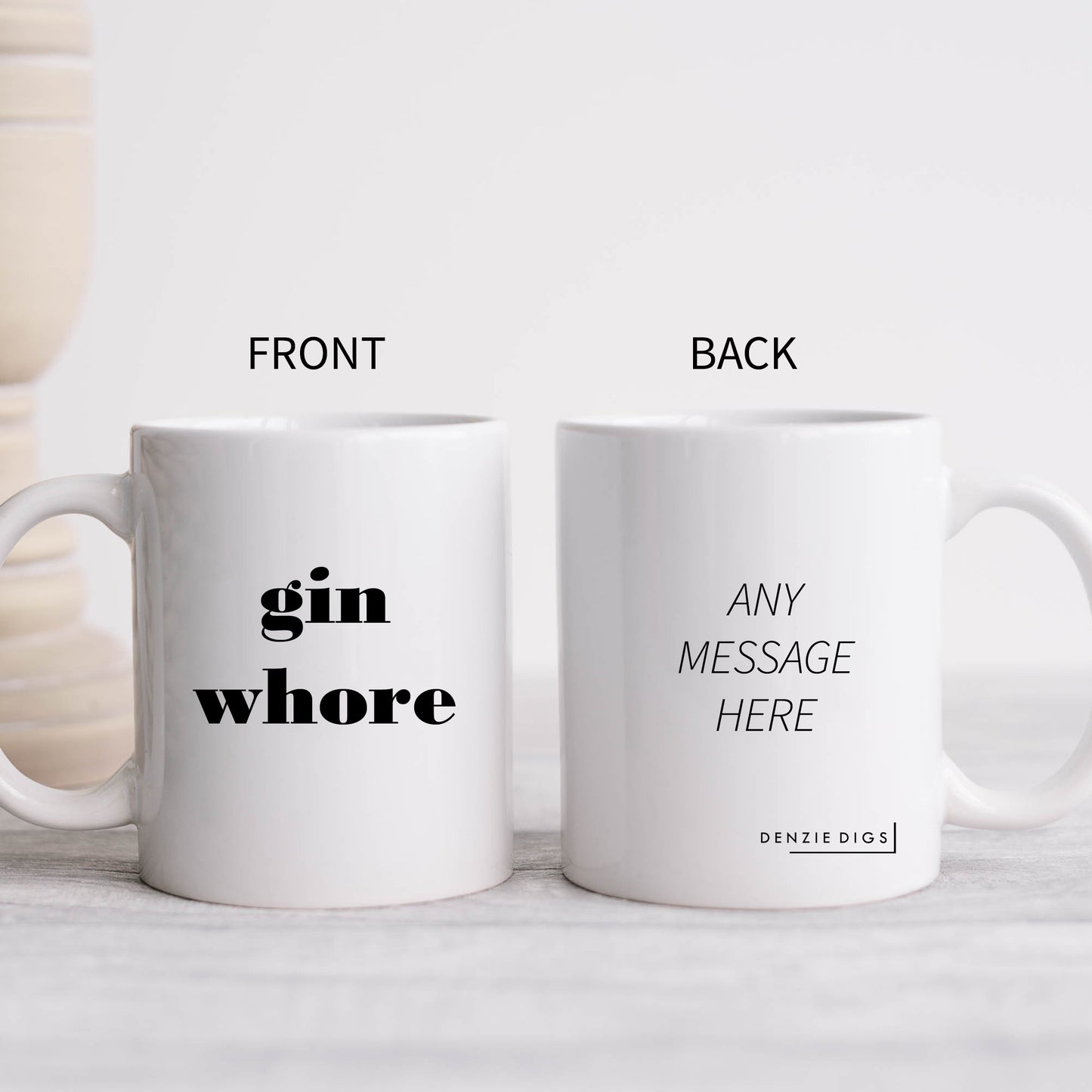 Gin Whore Mug, Funny Offensive Alcohol Drinker Joke, Personalised Gift Cup for Colleague or Friend