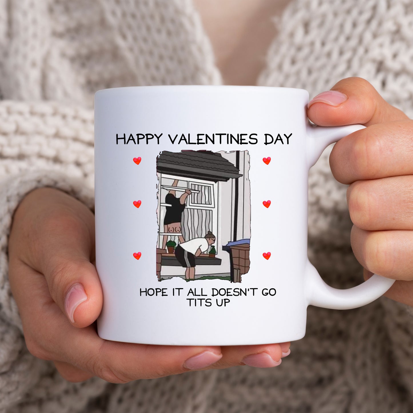 Hope It All Doesn't Go Tits Up Mug, Funny Meme Rude Valentines Gift Cup