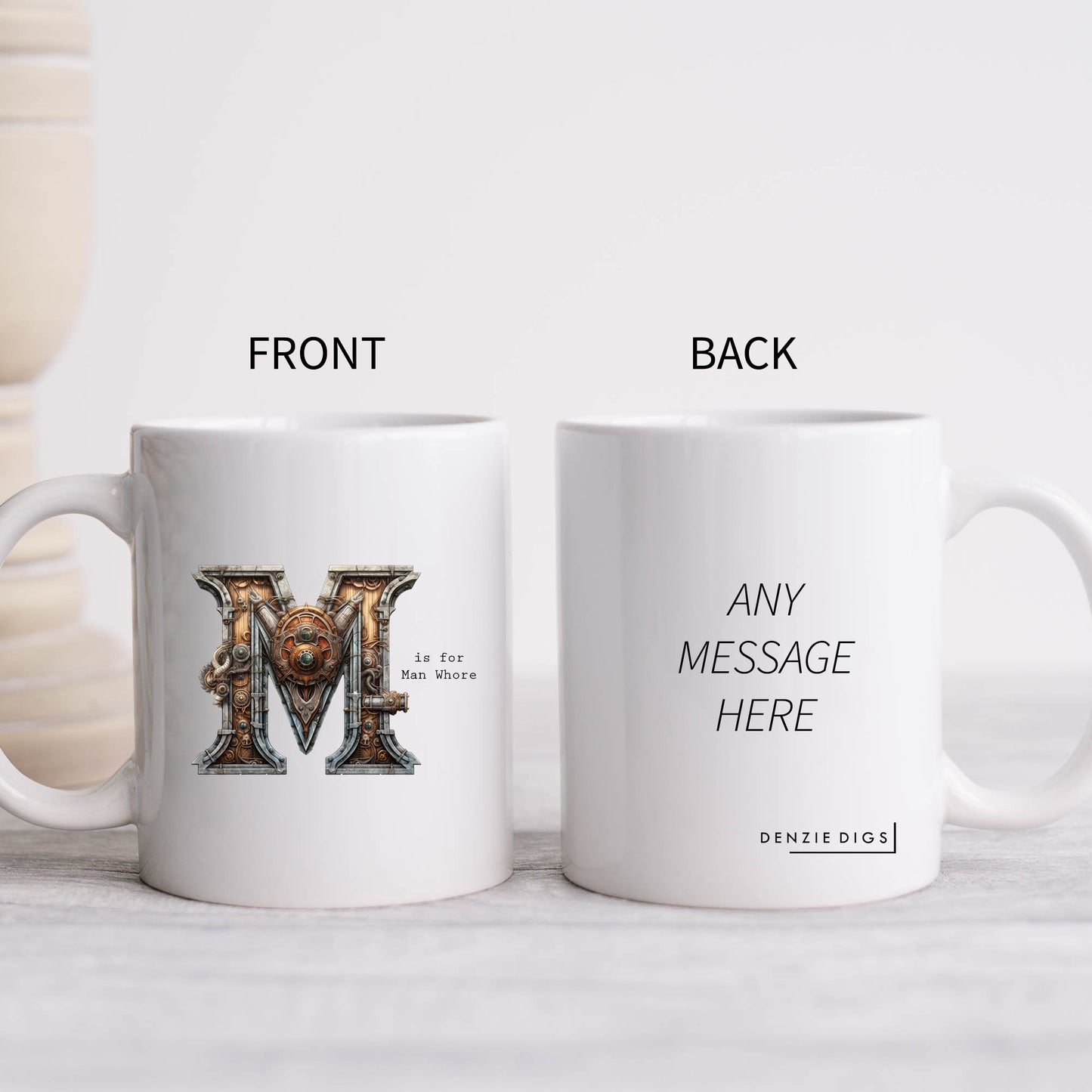 M is for Man Whore Mug, Funny Offensive Hilarious Rude Personalised Gift Cup