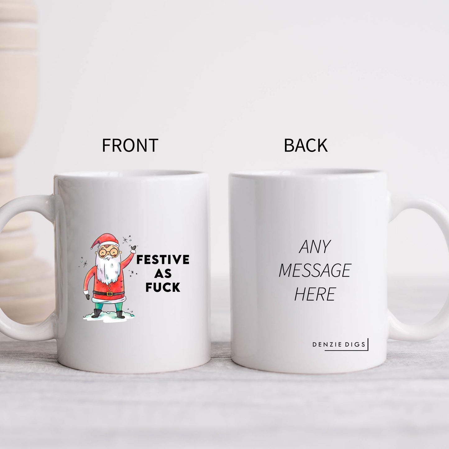 Festive as Fuck Personalised Christmas Mug with Santa – Funny Rude Xmas Gift