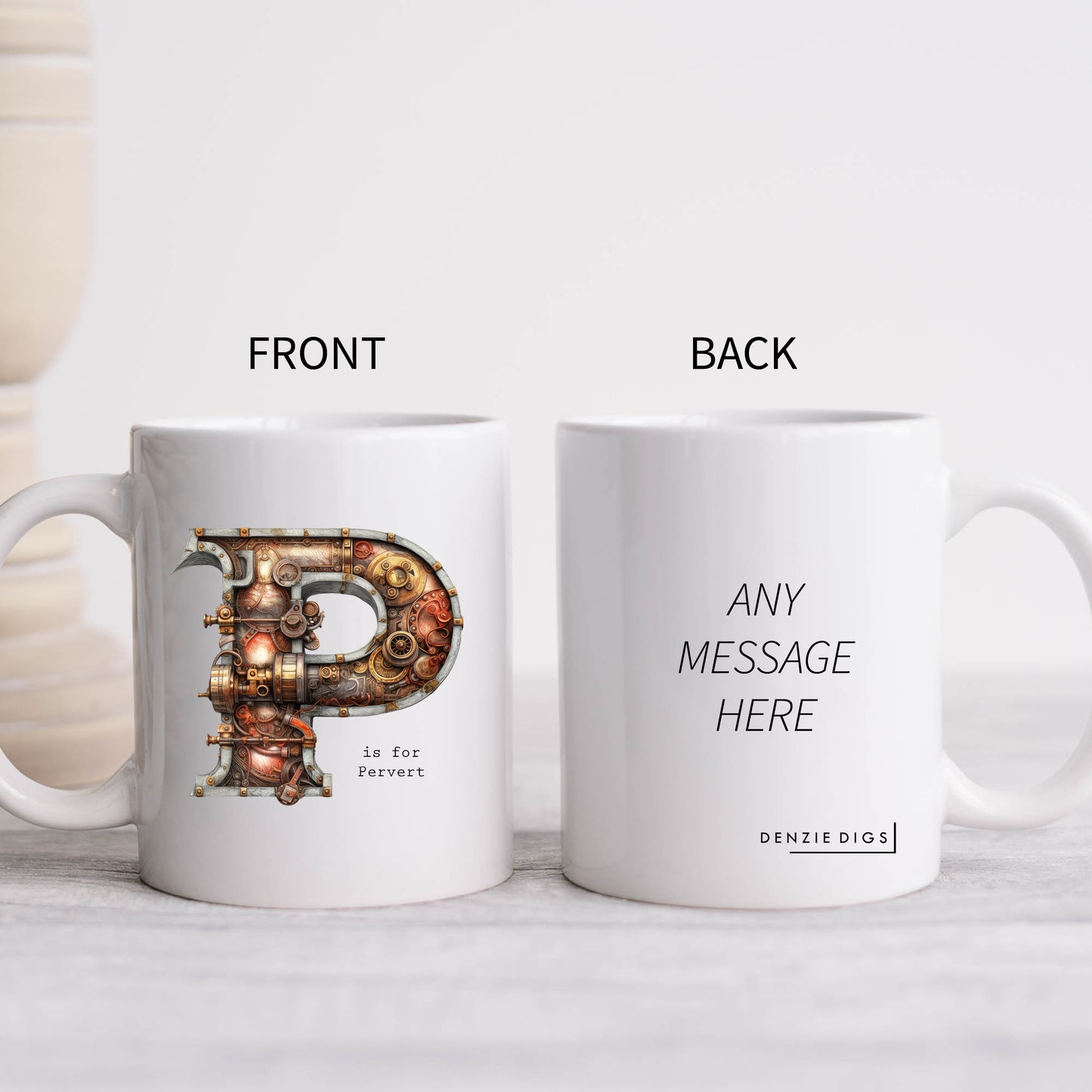P is for Pervert Mug, Funny Offensive Hilarious Rude Personalised Gift Cup