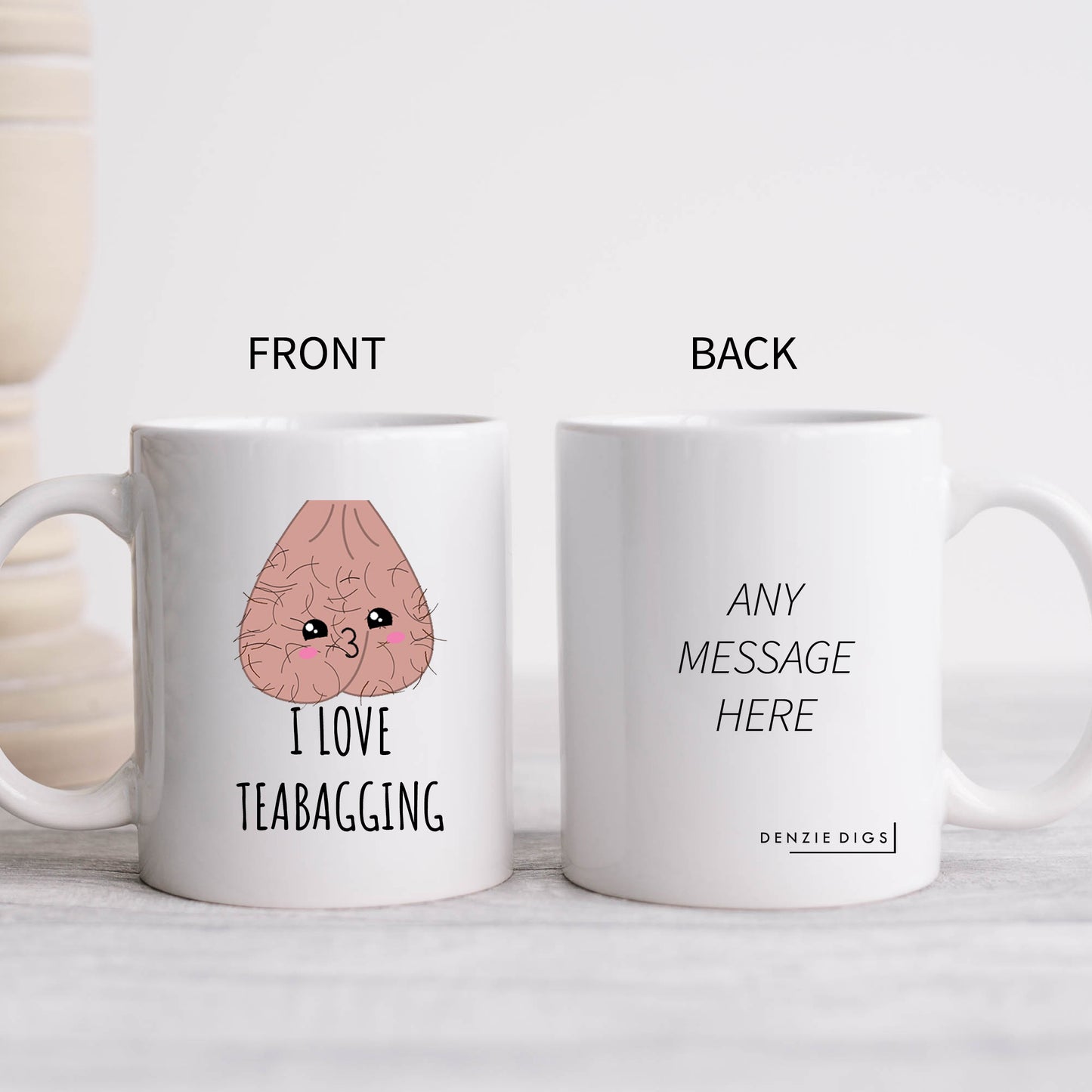 I Love Teabagging Cup, Ceramic Personalised Funny Rude Scrotum Mug