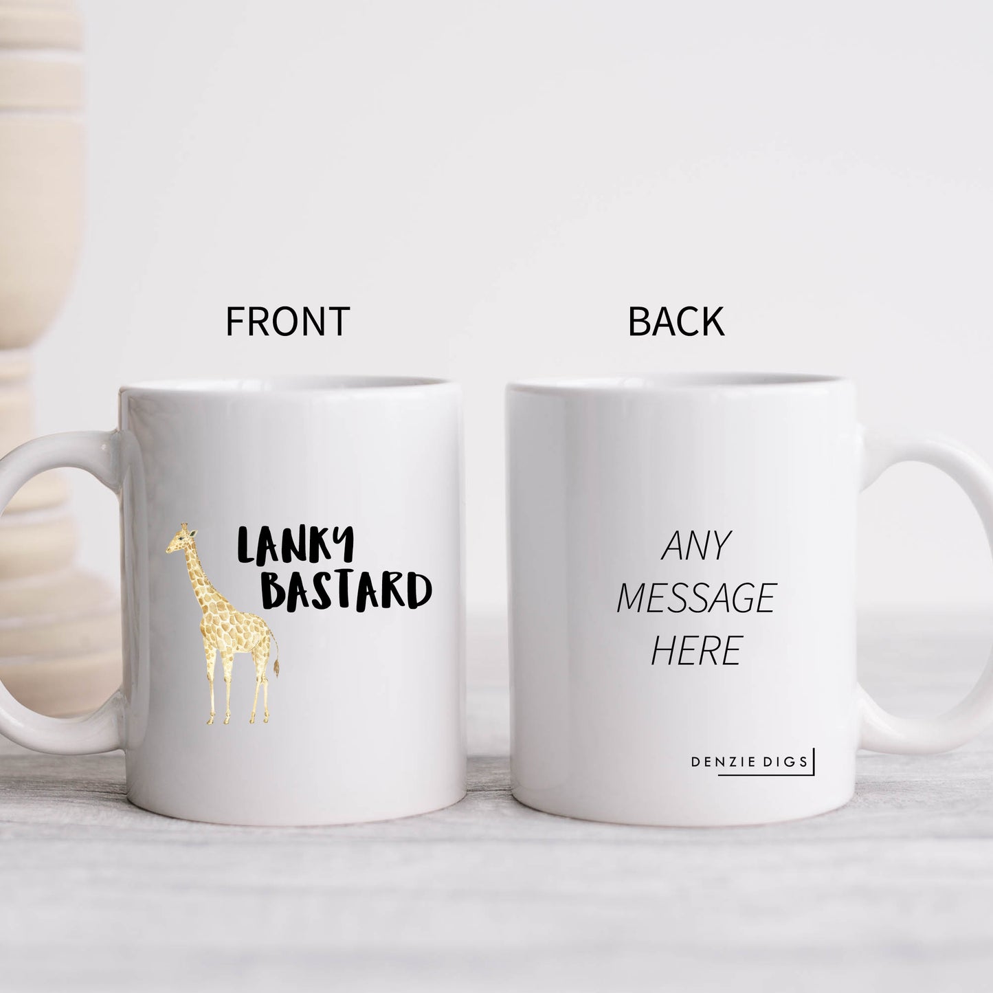 Lanky Bastard, Funny Offensive Rude Gift, Personalised Giraffe Mug for Colleague, Friend