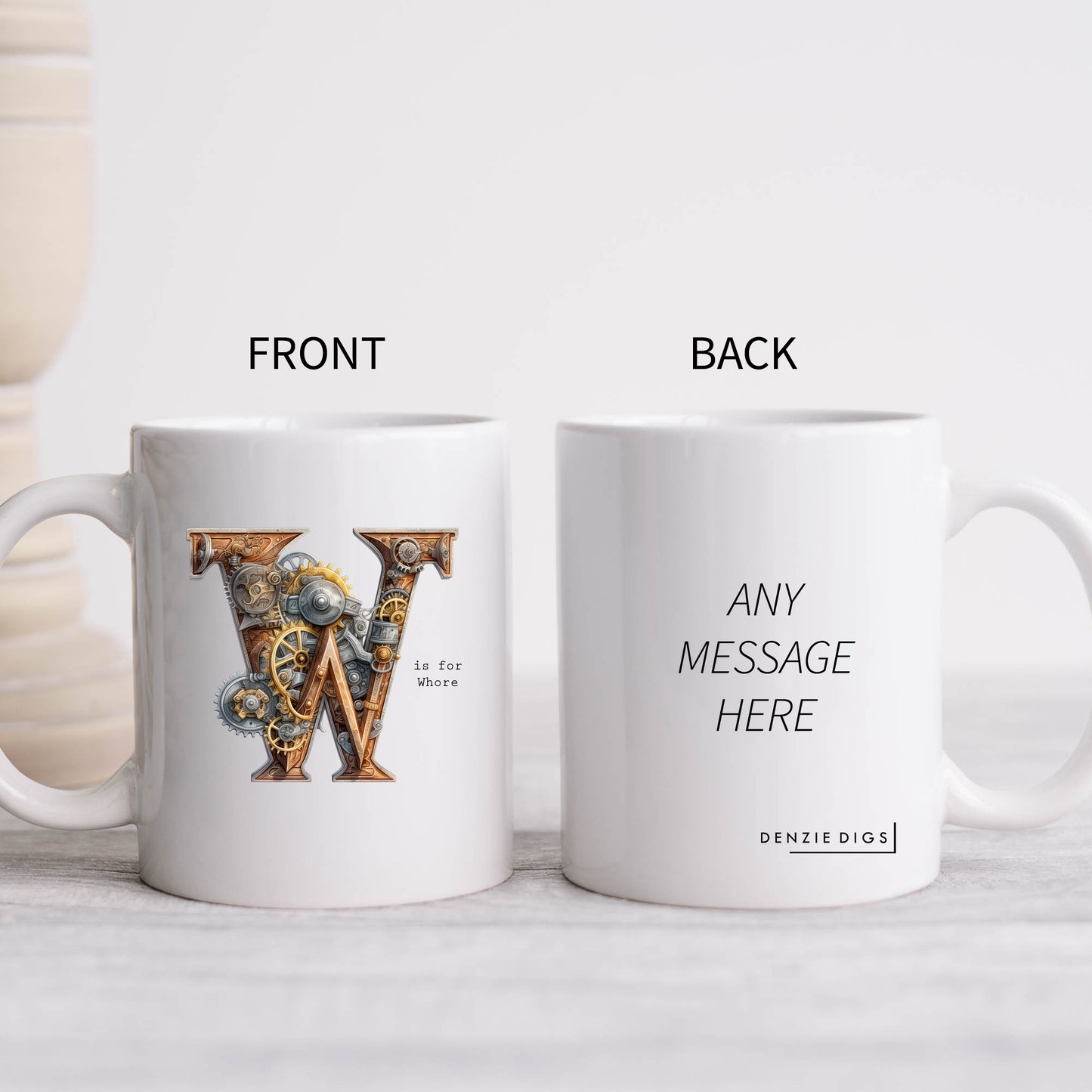 W is For Whore Mug, Funny Offensive Hilarious Rude Personalised Gift Cup