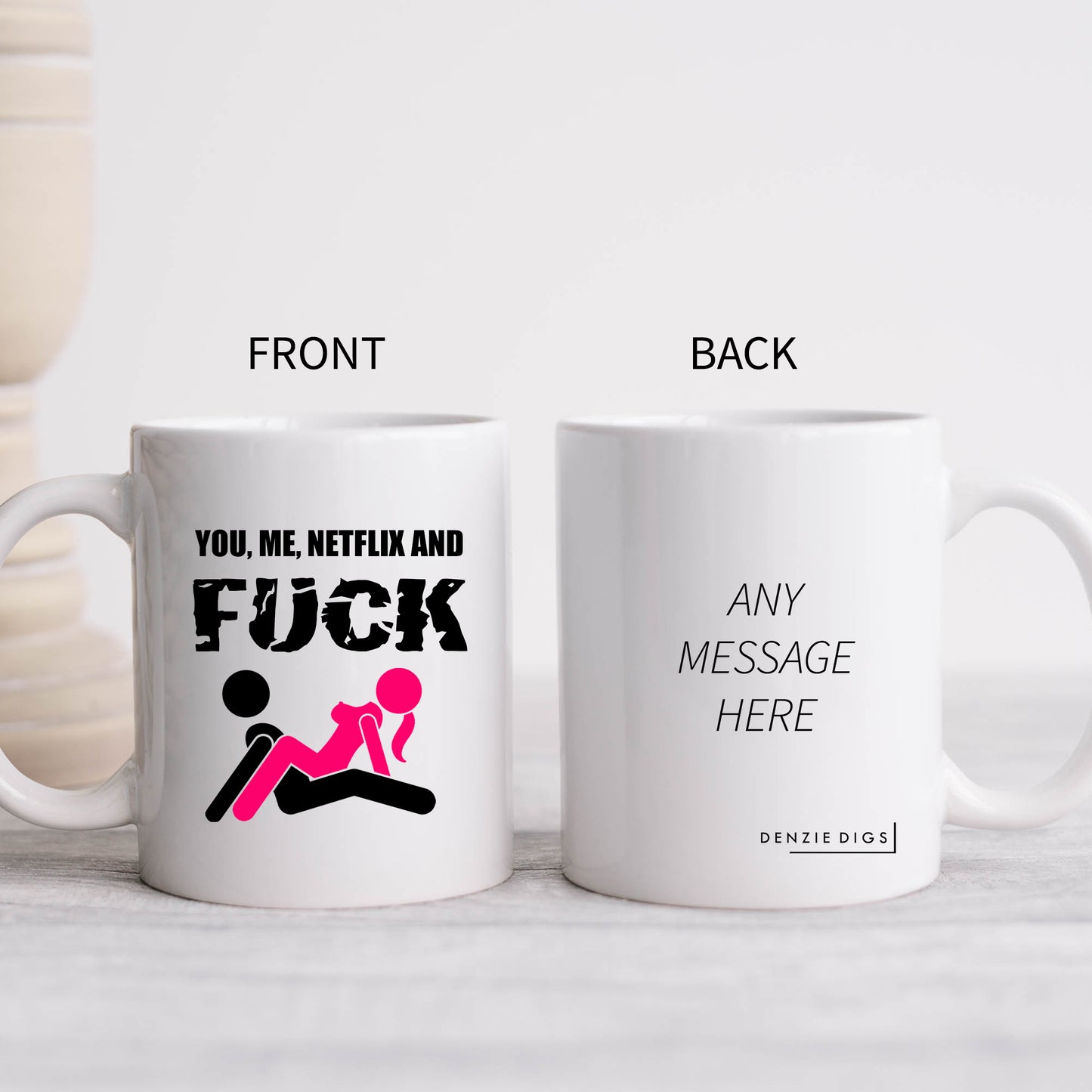 You Me Netflix and Fuck Mug, Funny Rude Sexual Gift Cup for Boyfriend or Girlfriend