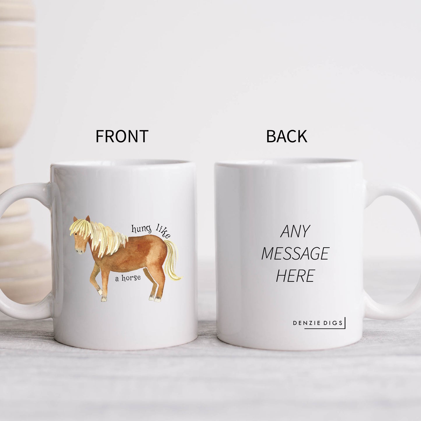 Hung Like A Horse, Brown Horse Design, Ceramic Personalised Funny Offensive Joke Mug