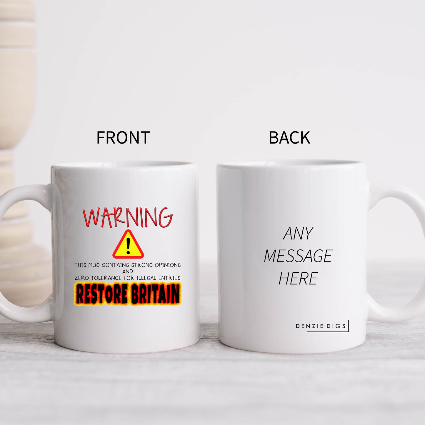 Warning This Mug Contains Strong Opinions, Personalised Restore Britain Mug, Funny Political Gift