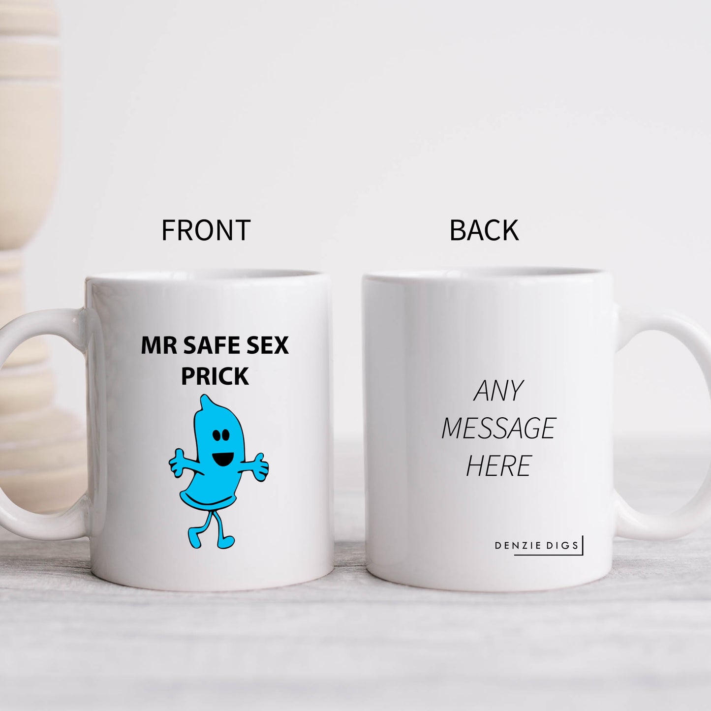 Mr Safe Sex Prick Mug, Funny Condom Hilarious Offensive Rude Personalised Gift Cup