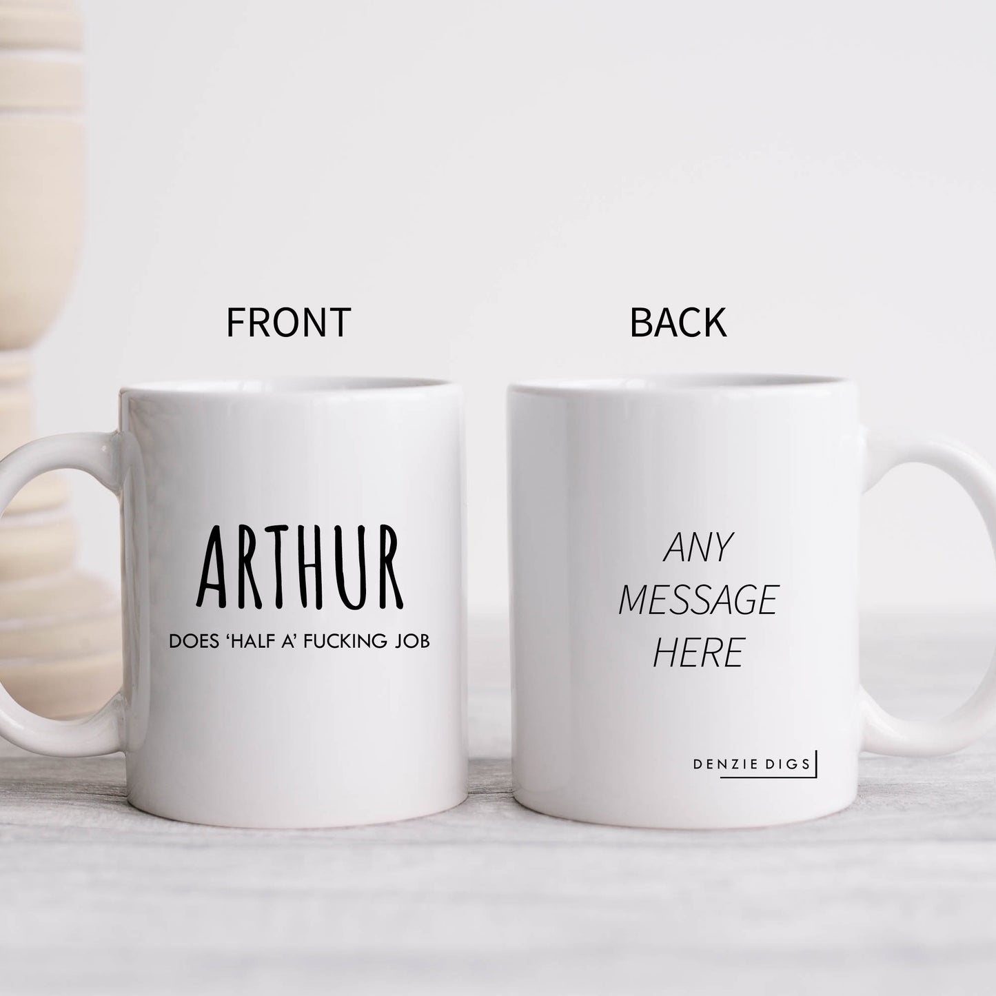 Arthur Does Half a Fucking Job Mug, Funny Rude Colleague Present, Offensive Gift Cup