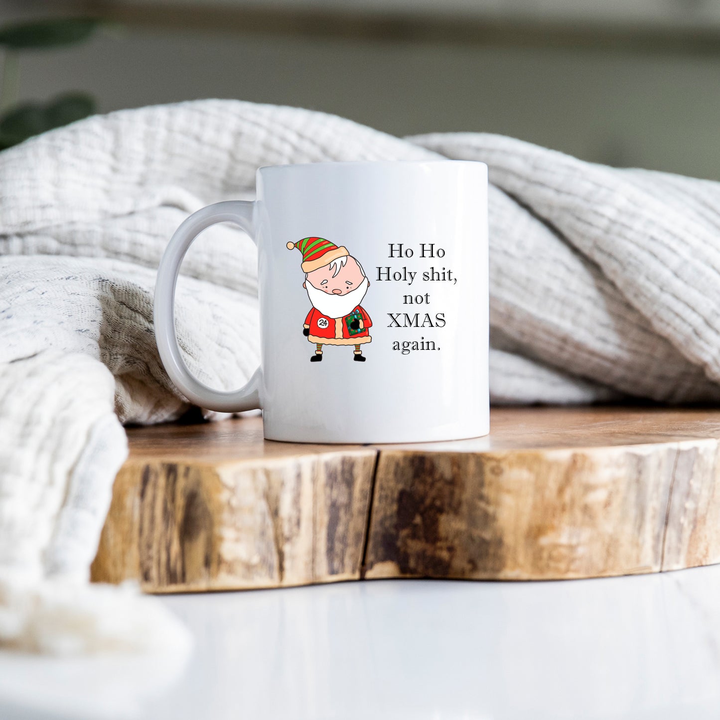Ho Ho Holy Shit Not Xmas Again, Personalised Christmas Mug, Funny Rude Offensive Xmas Gift
