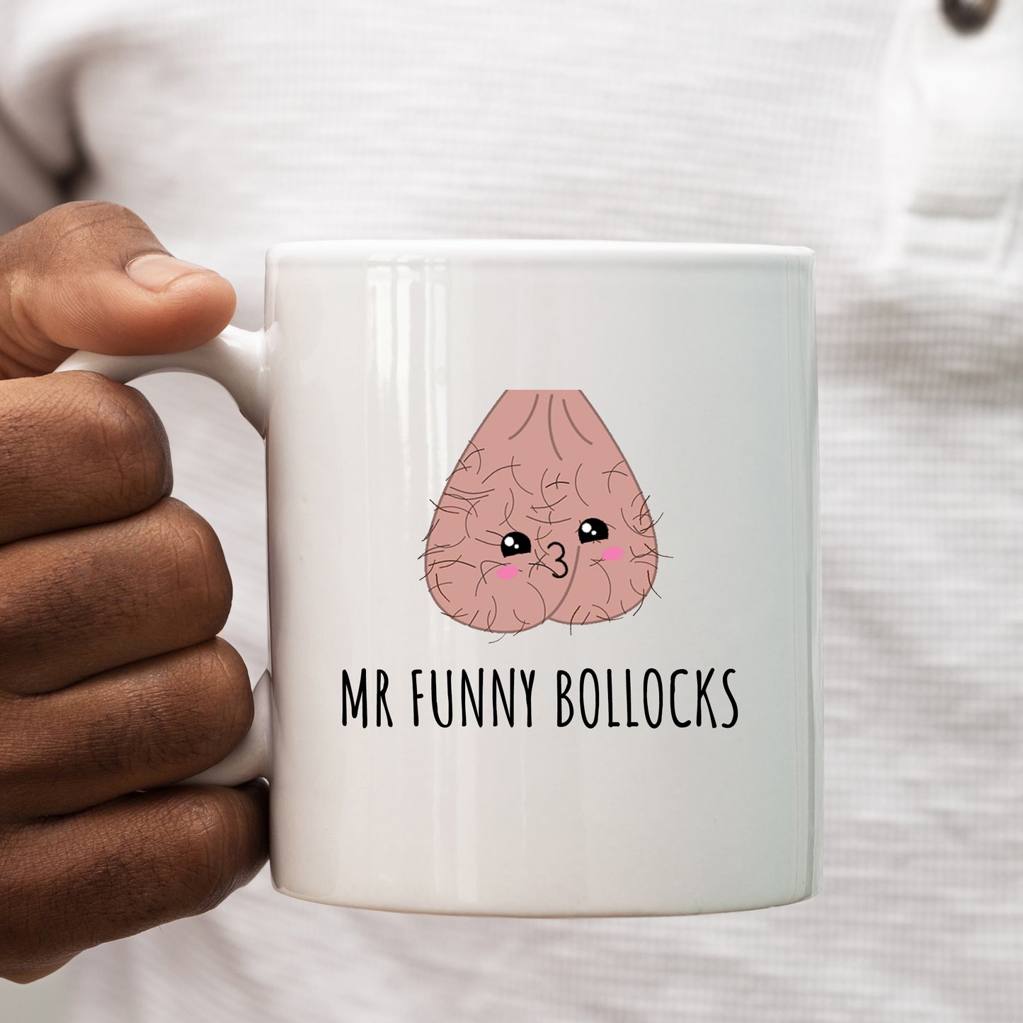 Mr Funny Bollocks Cup, Ceramic Funny Offensive Rude Scrotum Sarcasm Joke, Personalised Mug