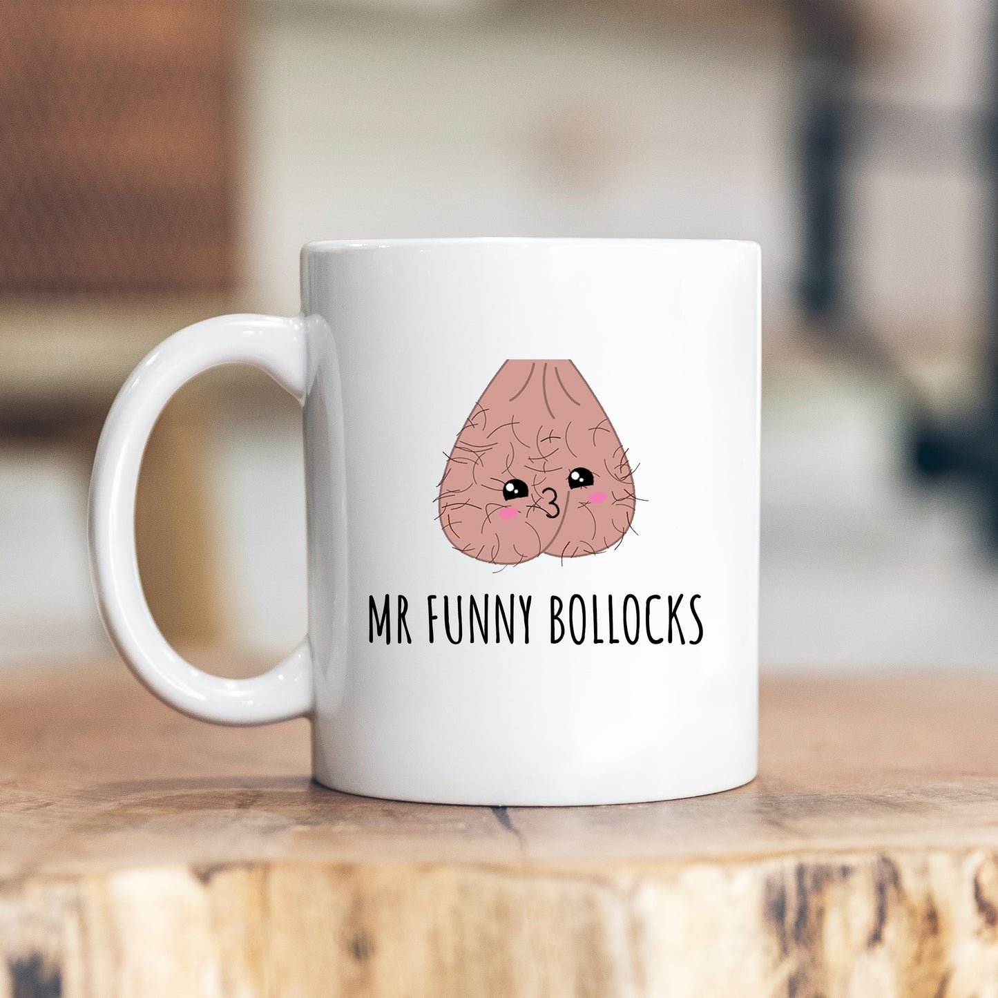 Mr Funny Bollocks Cup, Ceramic Funny Offensive Rude Scrotum Sarcasm Joke, Personalised Mug