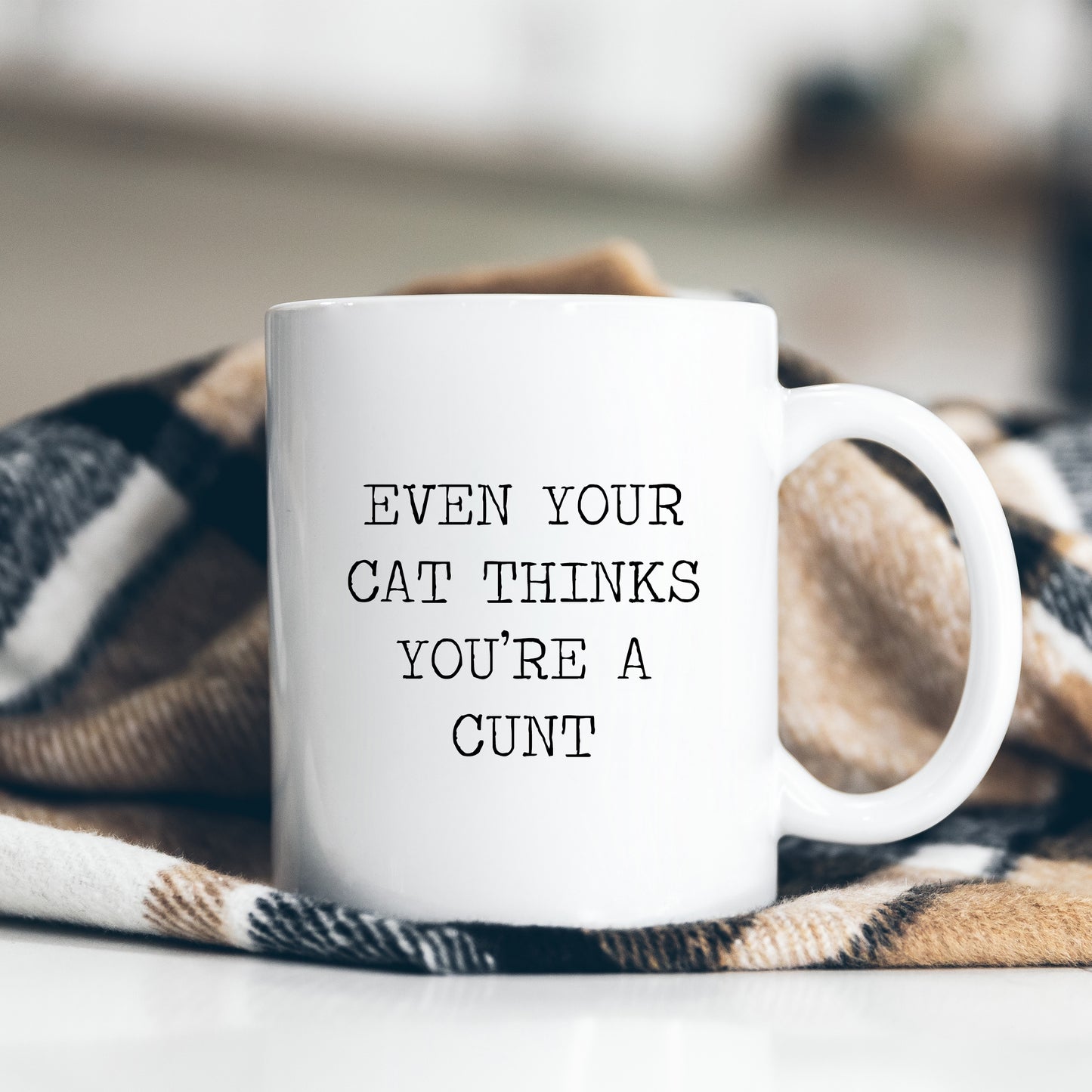 Even Your Cat Thinks You're A Cunt Mug, Funny Pet Joke, Personalised Gift Cup for Colleague, Partner or Friend