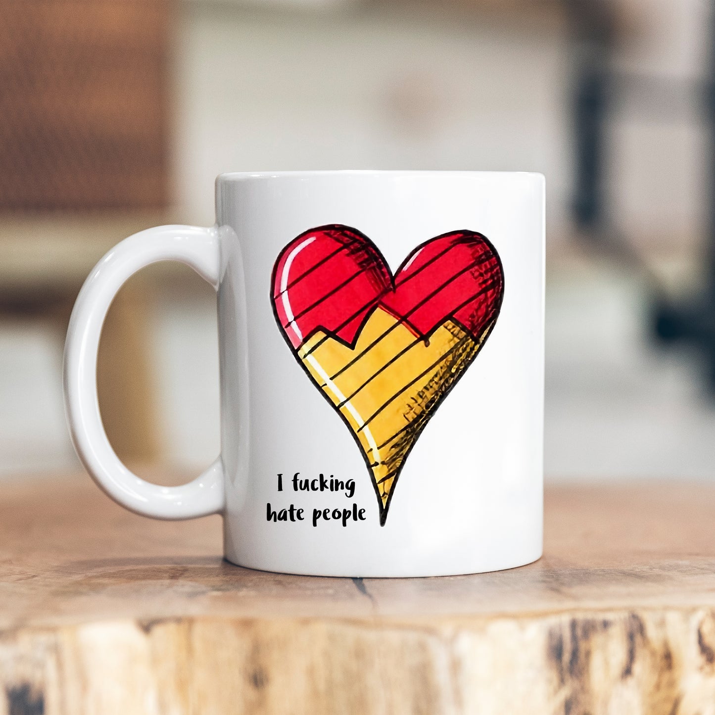 I Fucking Hate People Colourful Heart Cup, Ceramic Personalised Funny Offensive Joke Mug