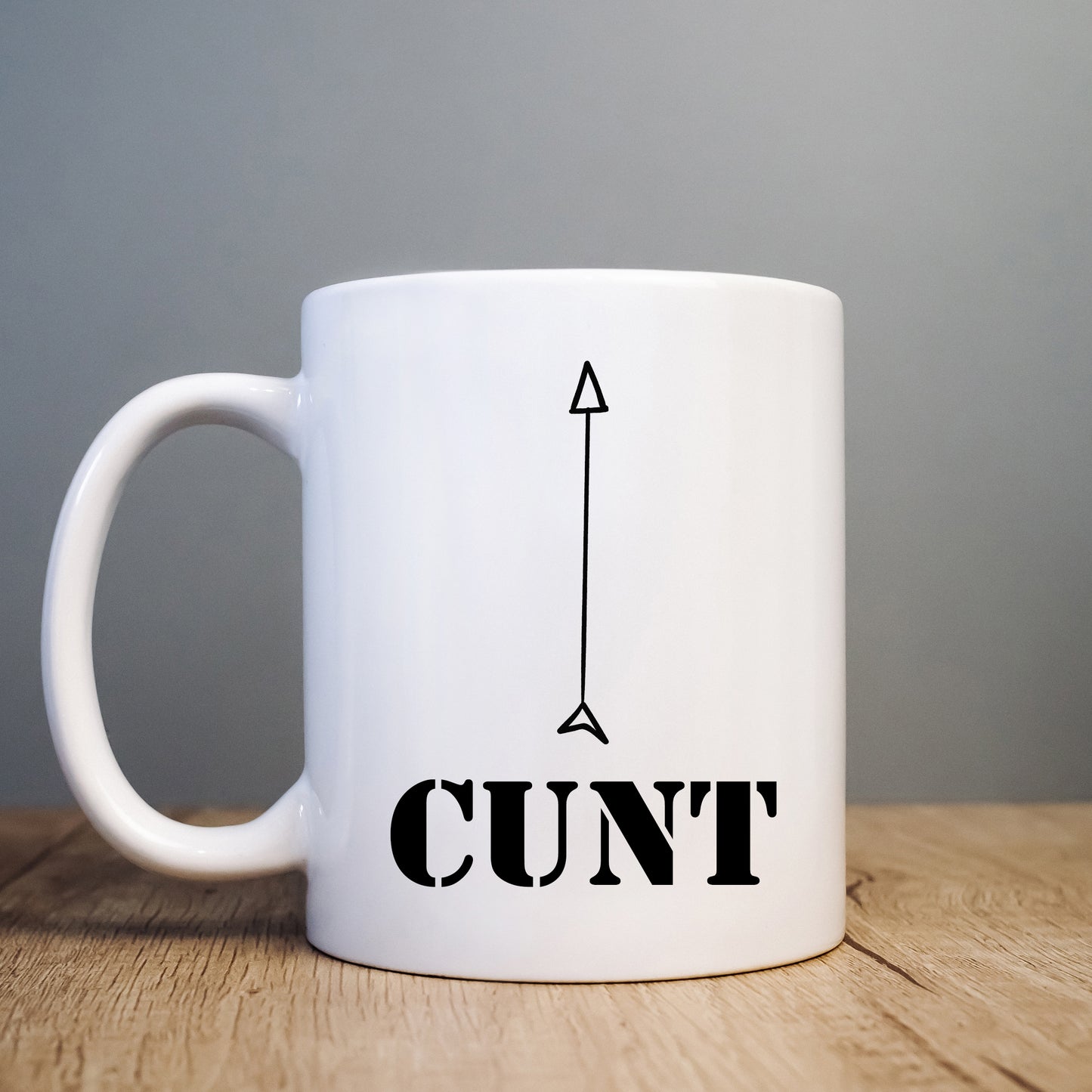 Cunt Mug with Arrow, Funny Rude Offensive Gift Cup