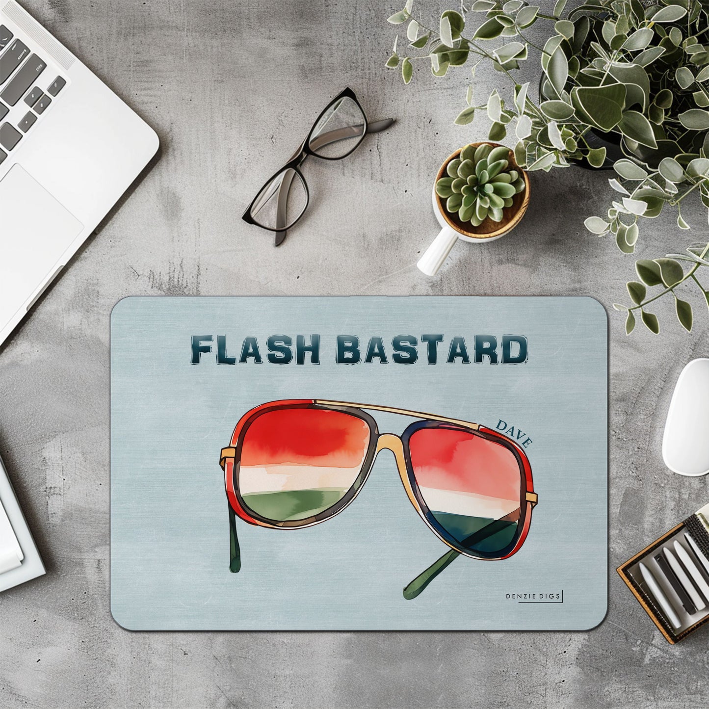 Personalised Custom Mouse Mat, Mouse Pad, Flash Bastard, Funny Joke, Offensive Gift