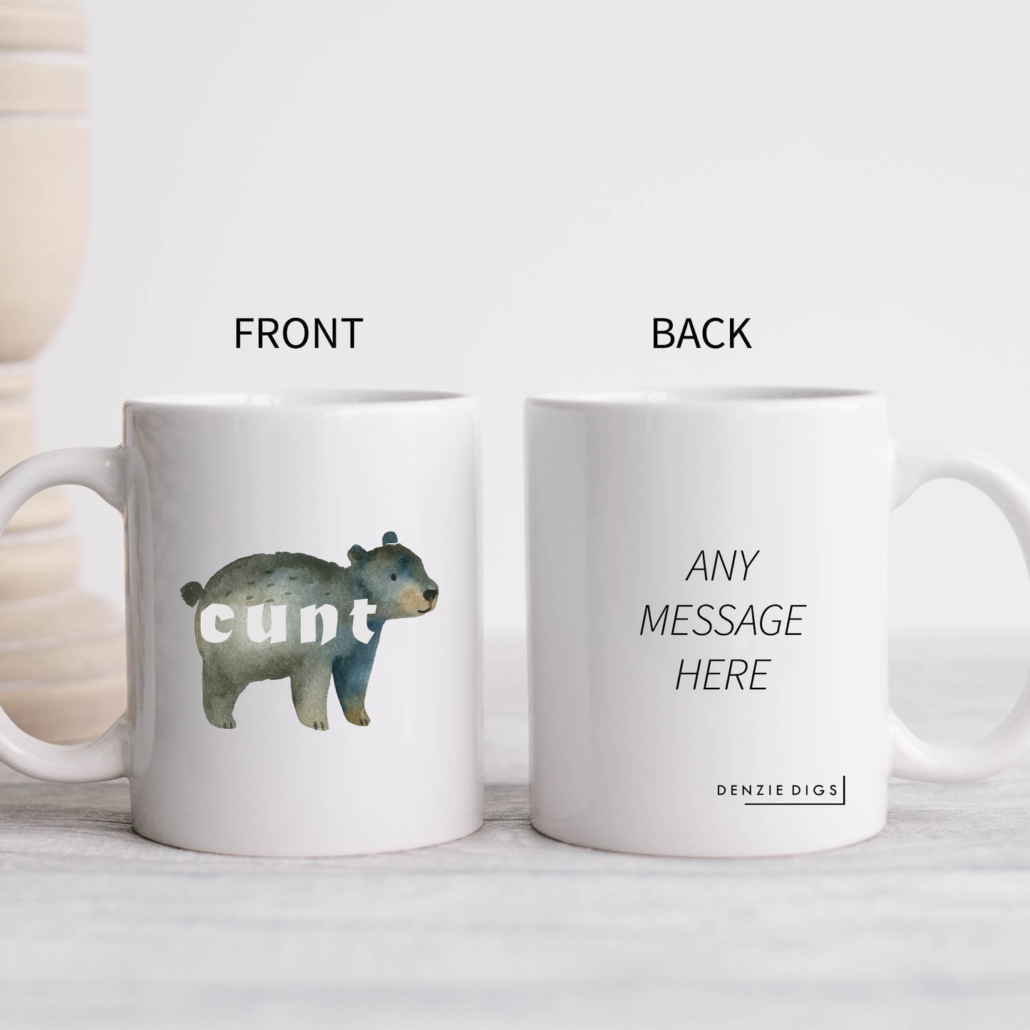 Cunt, Cute Bear Design, Ceramic Personalised Funny Offensive Joke Mug