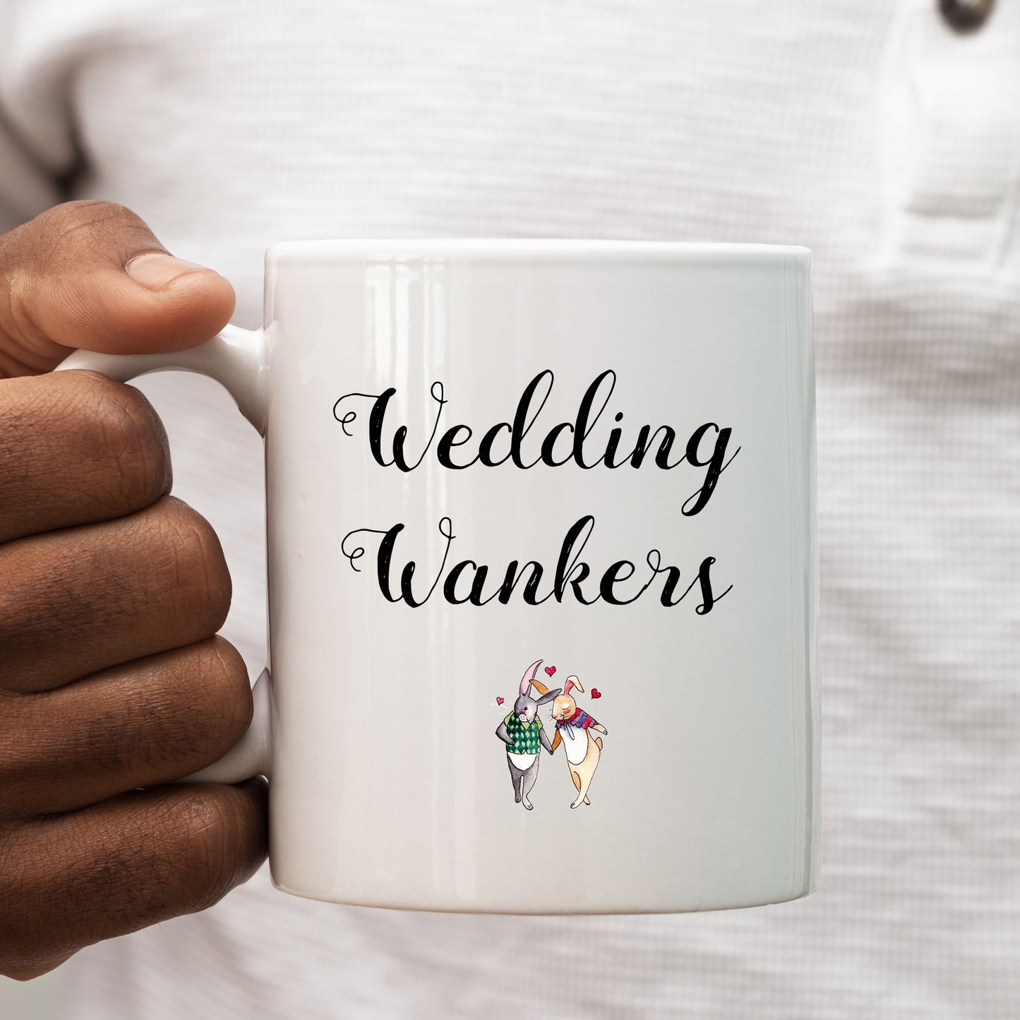 Wedding Wankers Mug, Funny Rude Marriage Just Married Personalised Gift Cup