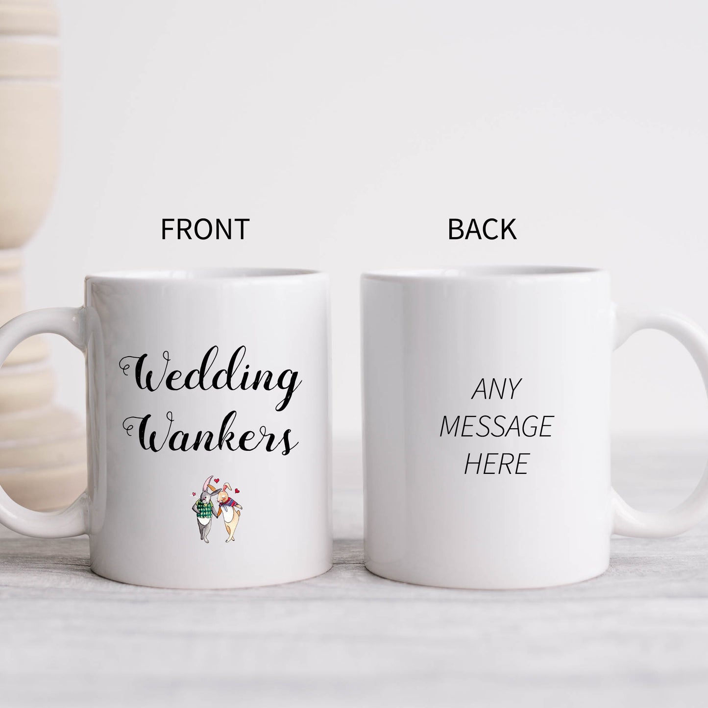 Wedding Wankers Mug, Funny Rude Marriage Just Married Personalised Gift Cup