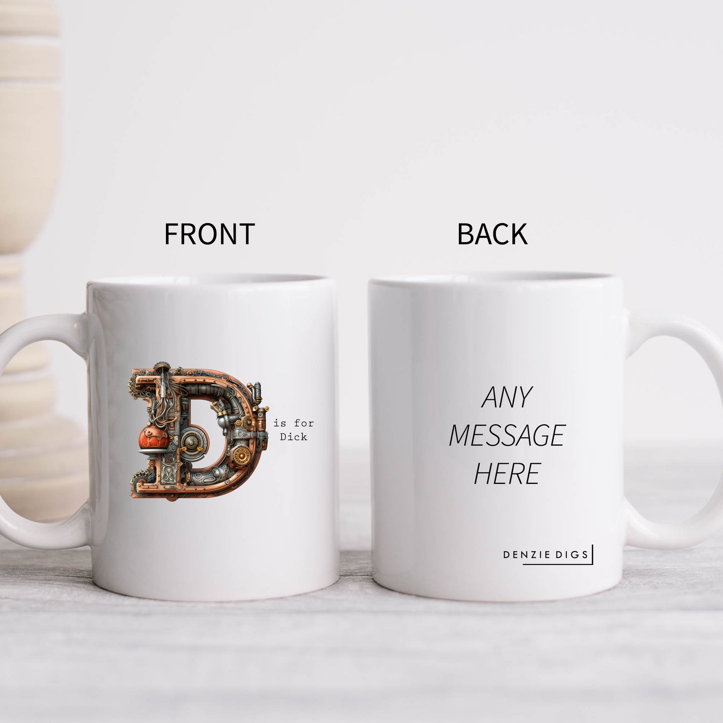 D is for Dick Mug, Funny Offensive Hilarious Rude Personalised Gift Cup