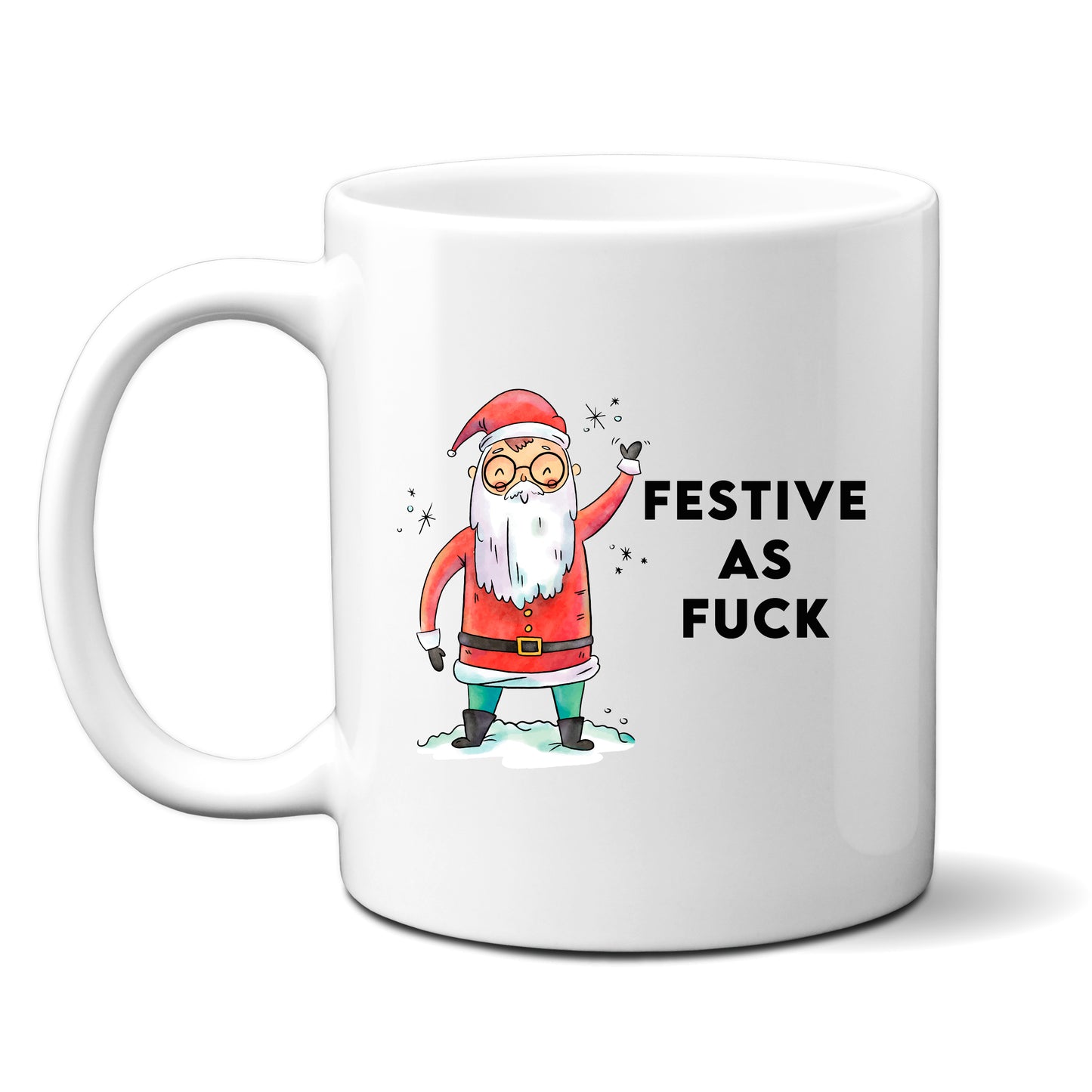 Festive as Fuck Personalised Christmas Mug with Santa – Funny Rude Xmas Gift