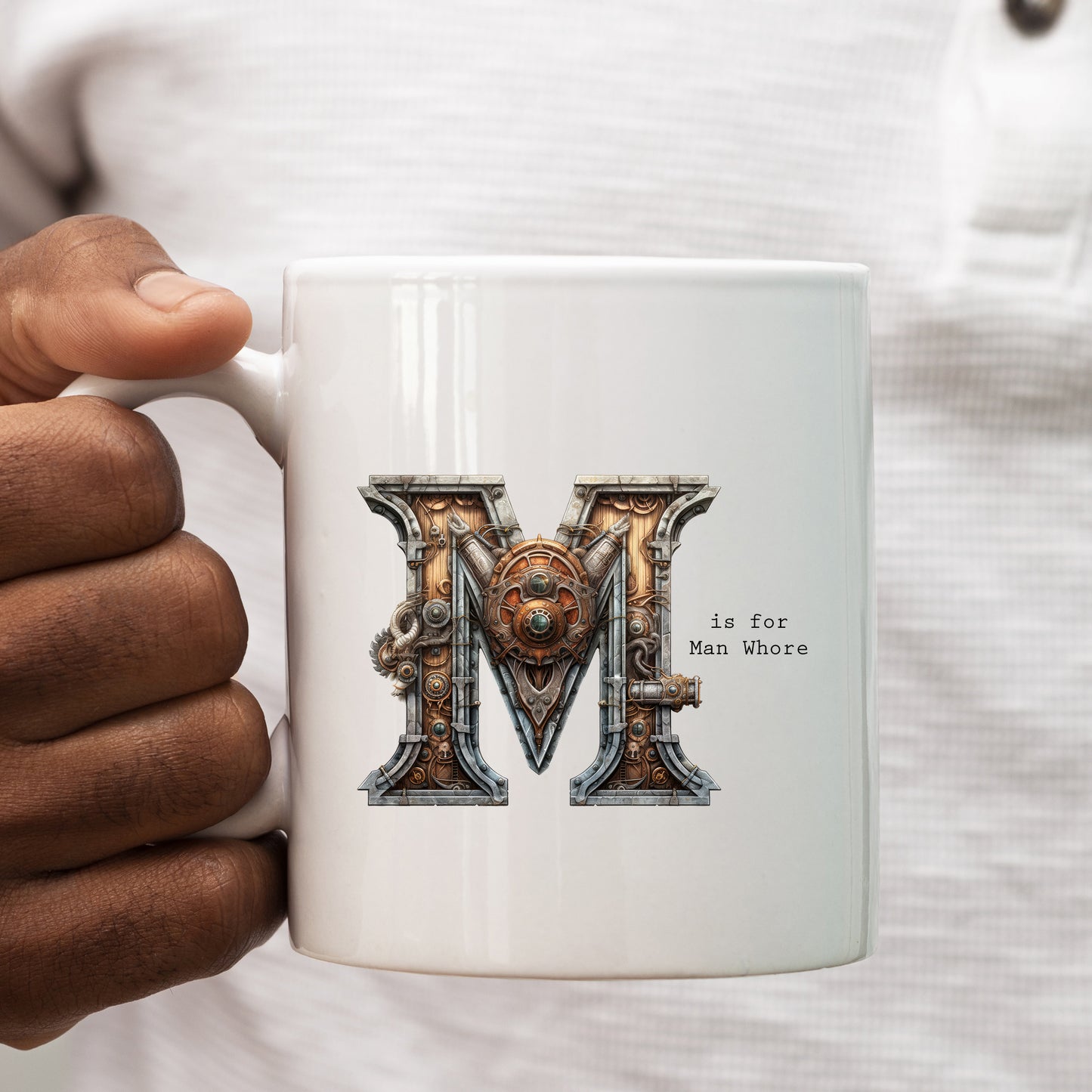 M is for Man Whore Mug, Funny Offensive Hilarious Rude Personalised Gift Cup