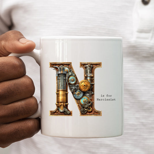 N is for Narcissist Mug, Funny Offensive Hilarious Rude Personalised Gift Cup