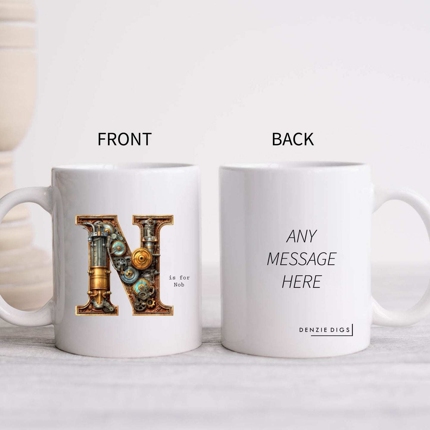 N is for Nob Mug, Funny Offensive Hilarious Rude Personalised Gift Cup