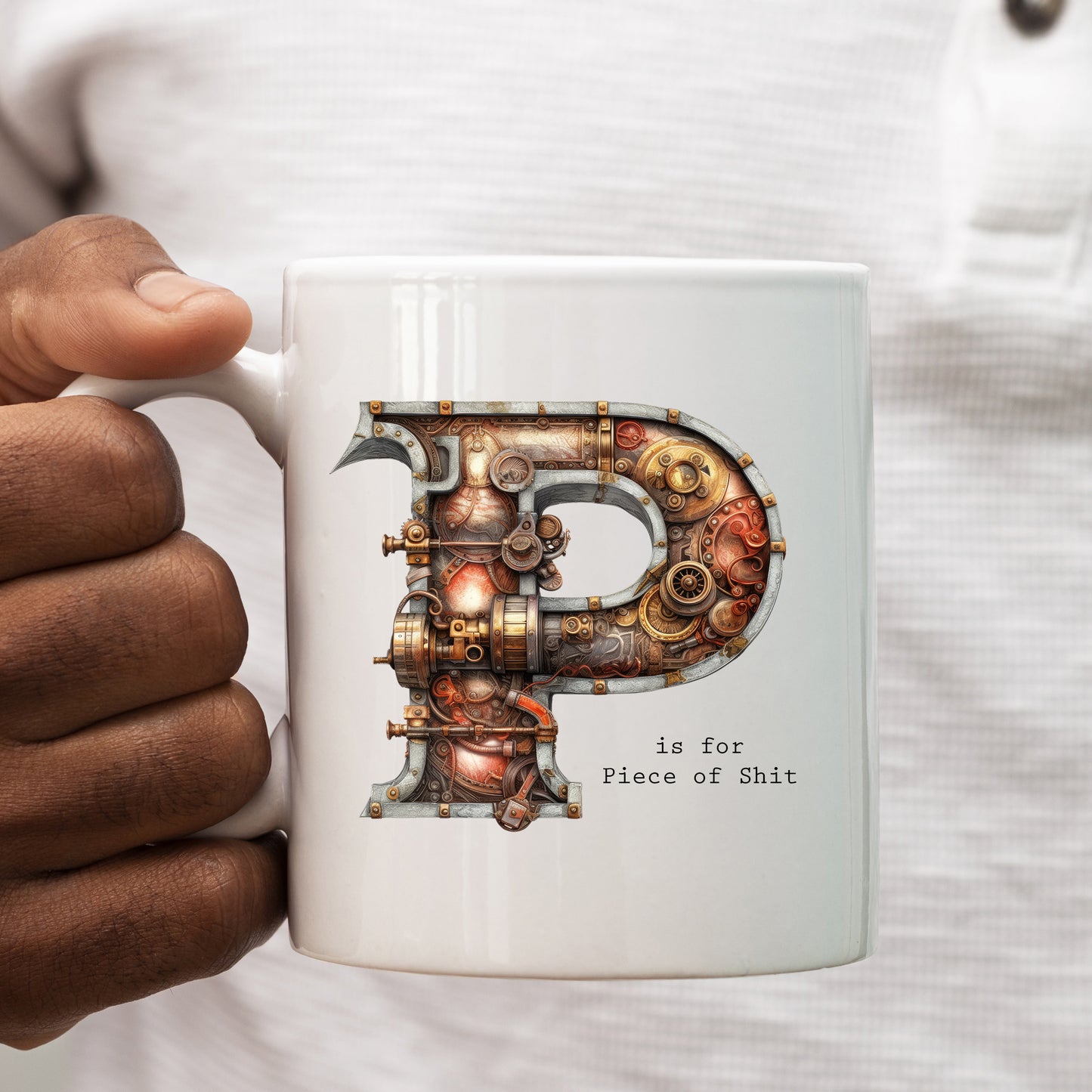 P is for Piece of Shit Mug, Funny Offensive Hilarious Rude Personalised Gift Cup