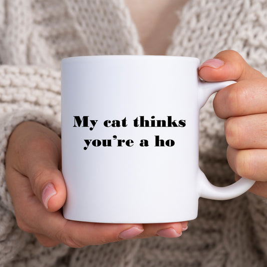 My Cat Thinks You're a Ho, Ceramic Personalised Funny Offensive Joke Mug