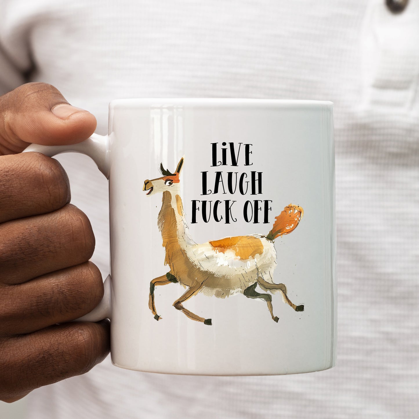 Live Laugh Fuck Off, Personalised Mug, Funny Rude Offensive Gift