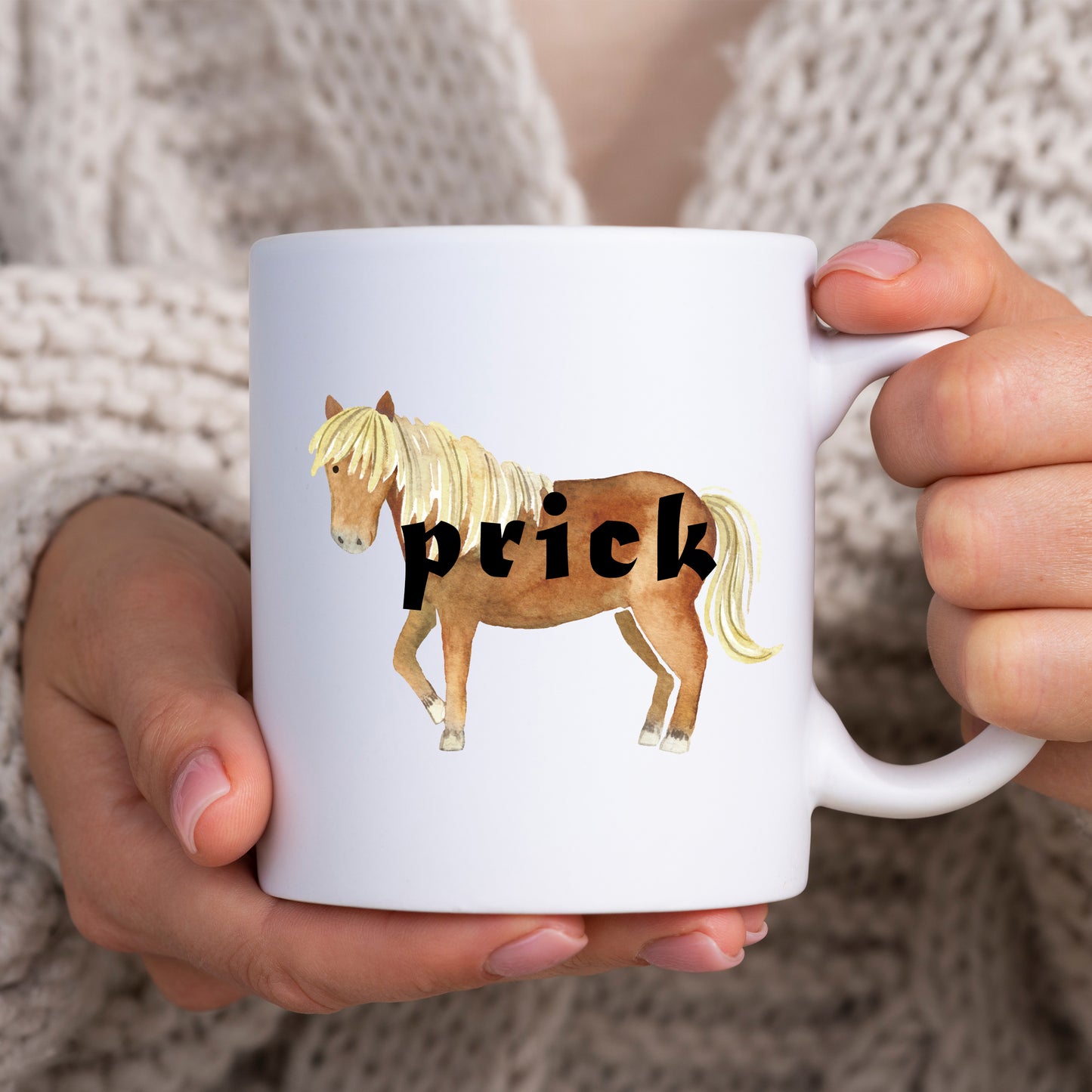Prick, Brown Horse Design, Ceramic Personalised Funny Offensive Joke Mug
