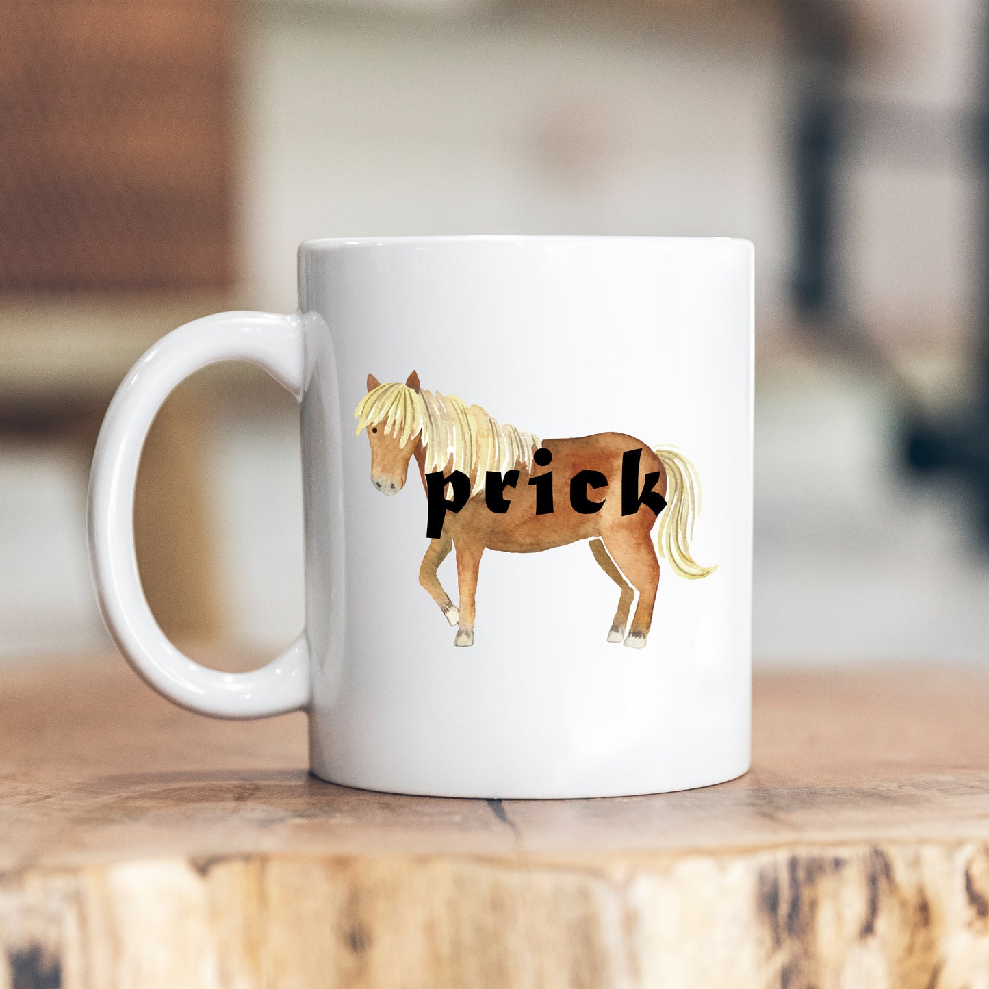 Prick, Brown Horse Design, Ceramic Personalised Funny Offensive Joke Mug