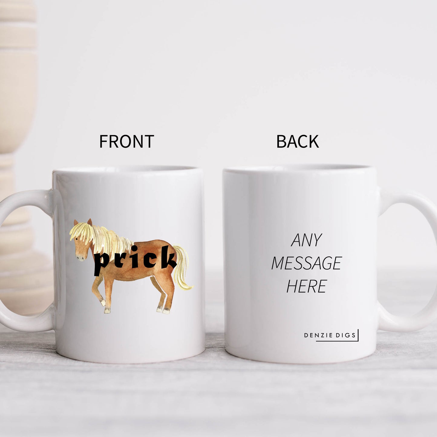 Prick, Brown Horse Design, Ceramic Personalised Funny Offensive Joke Mug
