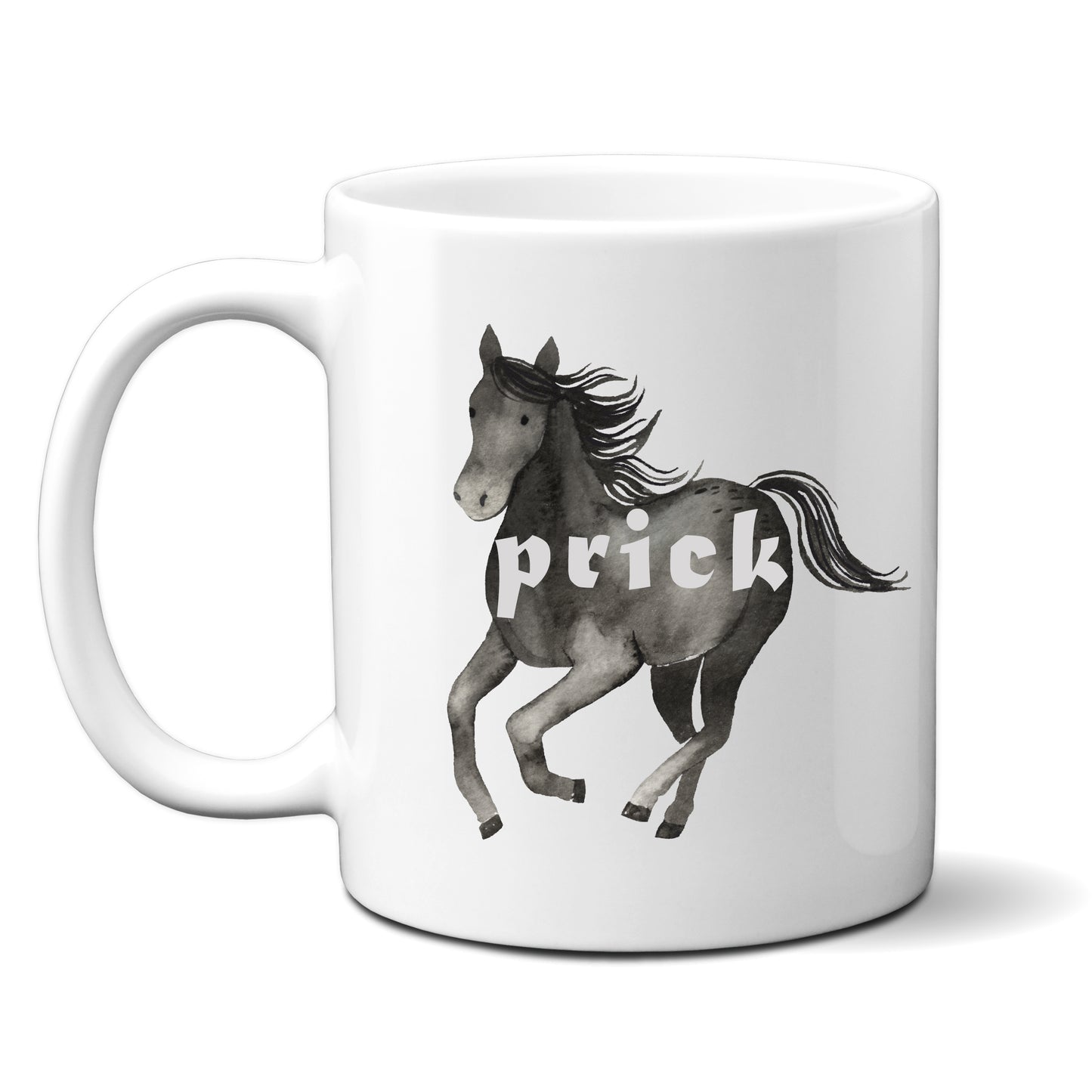Prick, Black Horse Design, Ceramic Personalised Funny Offensive Joke Mug