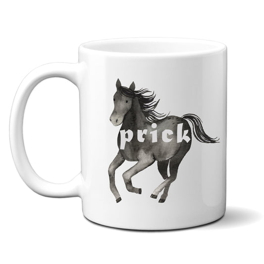 Prick, Black Horse Design, Ceramic Personalised Funny Offensive Joke Mug