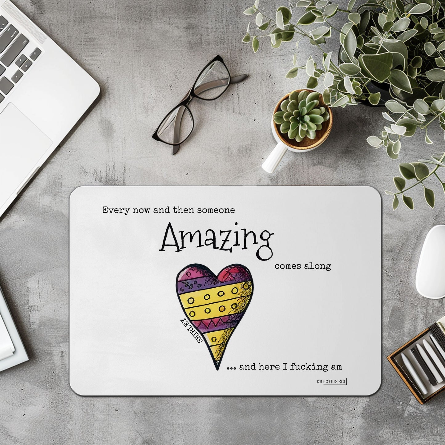 Personalised Custom Mouse Mat, Mouse Pad, Here I Fucking Am, Amazing, Funny Joke, Offensive Gift