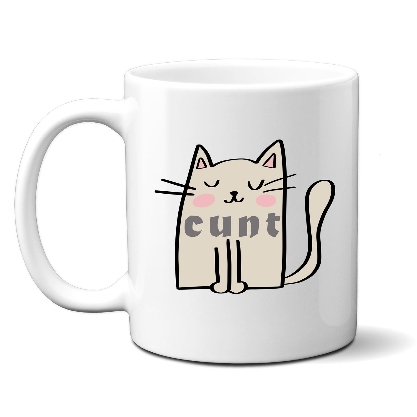 Cunt, Cute Cream Cat Design, Ceramic Personalised Funny Offensive Joke Mug