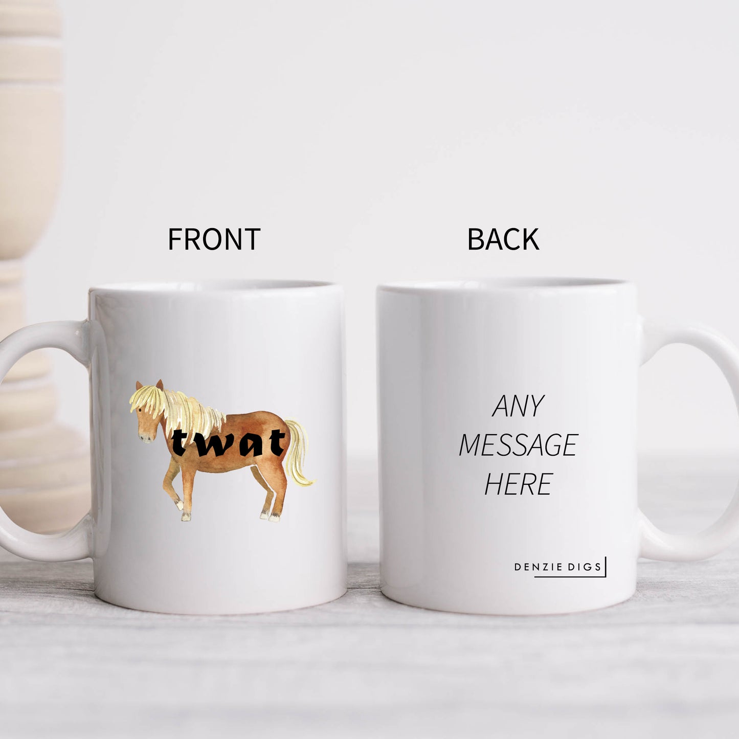 Twat, Brown Horse Design, Ceramic Personalised Funny Offensive Joke Mug