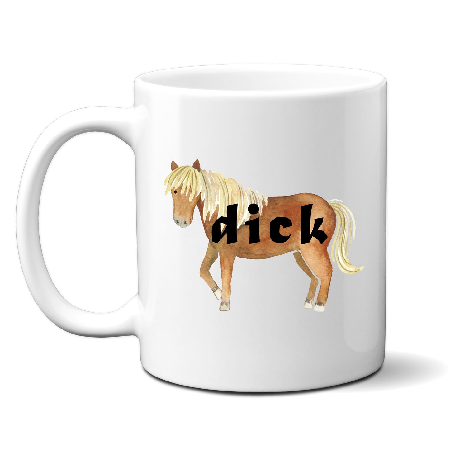Dick, Brown Horse Design, Ceramic Personalised Funny Offensive Joke Mug