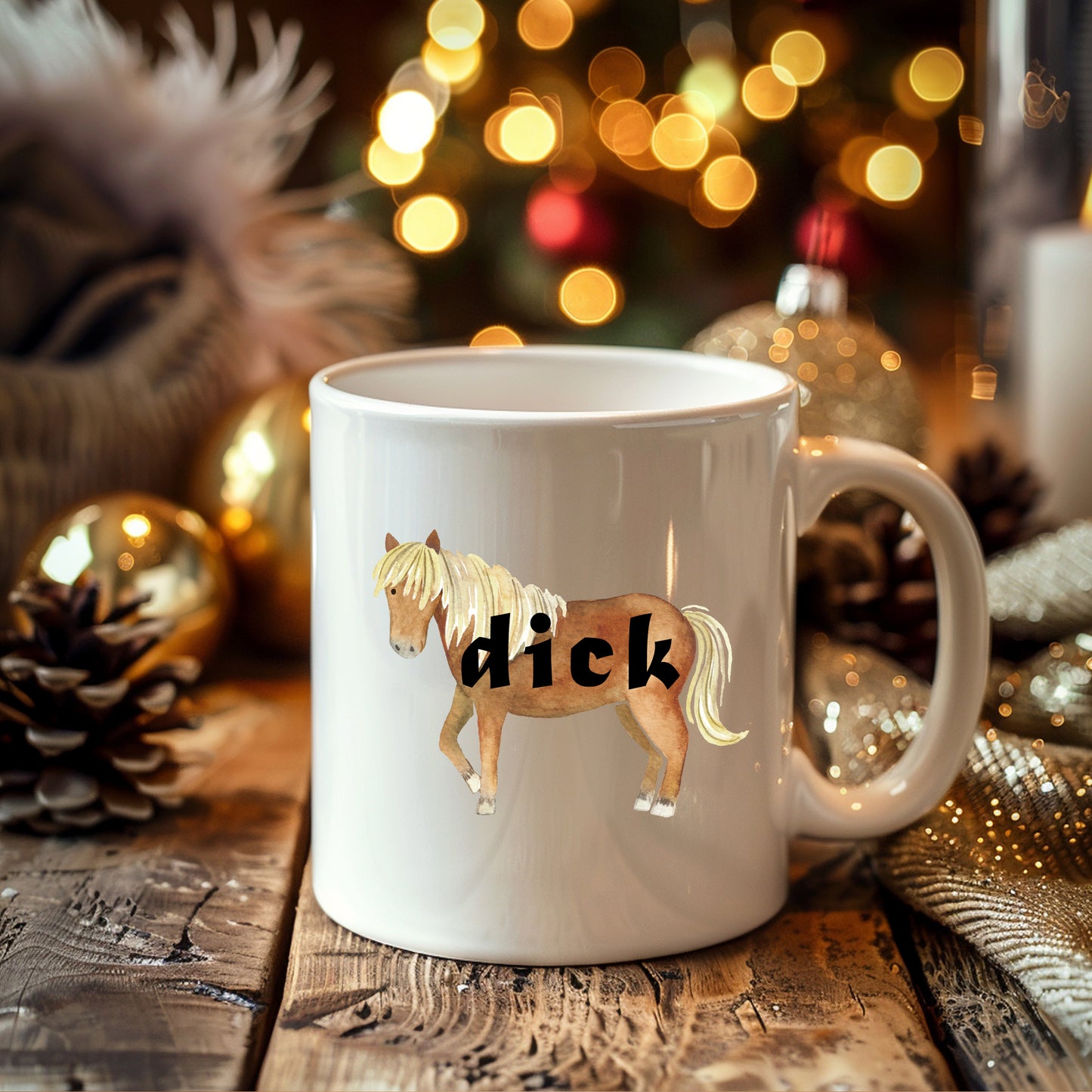 Dick, Brown Horse Design, Ceramic Personalised Funny Offensive Joke Mug