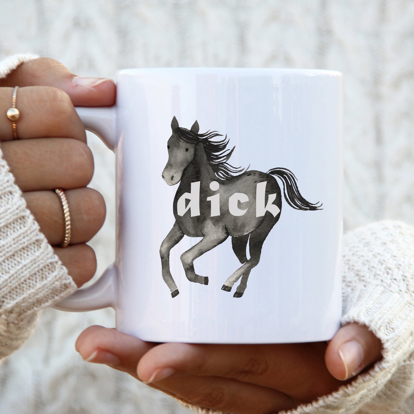 Dick, Black Horse Design, Ceramic Personalised Funny Offensive Joke Mug