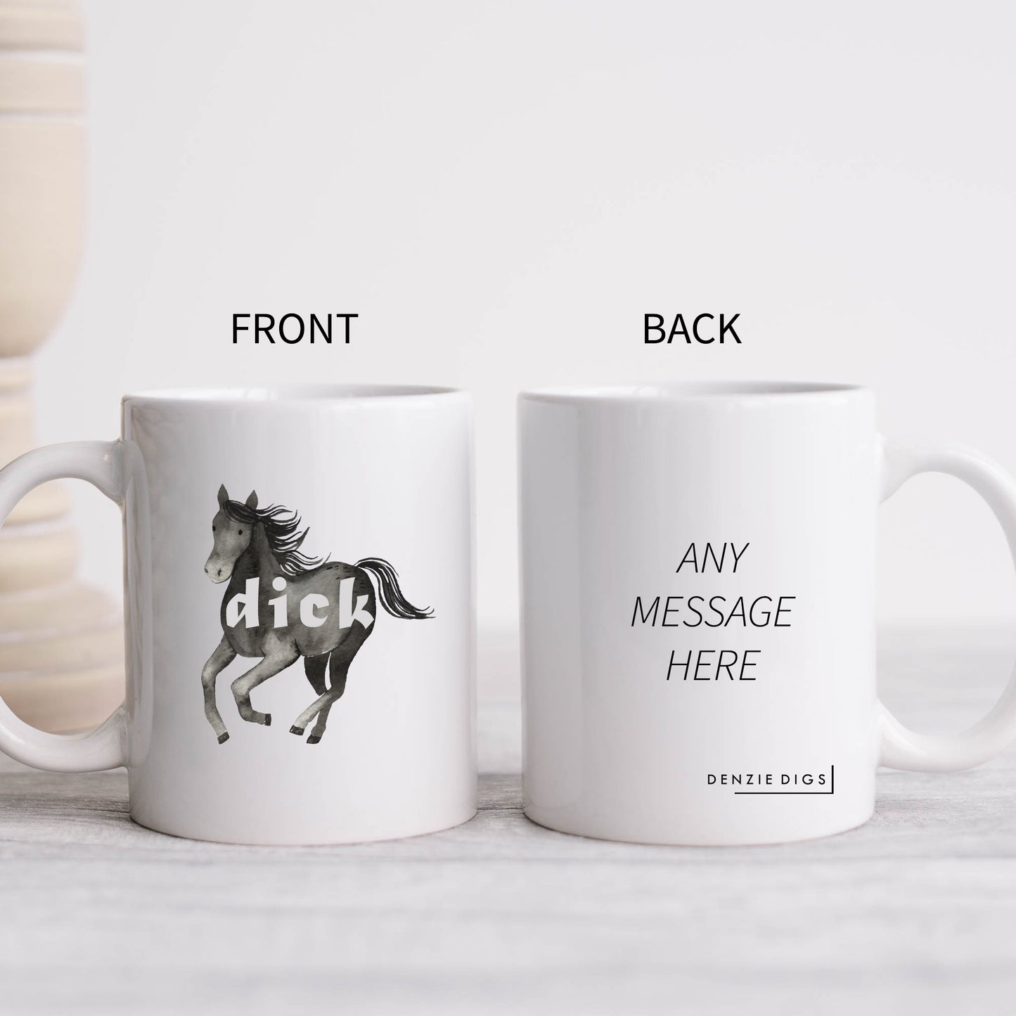 Dick, Black Horse Design, Ceramic Personalised Funny Offensive Joke Mug