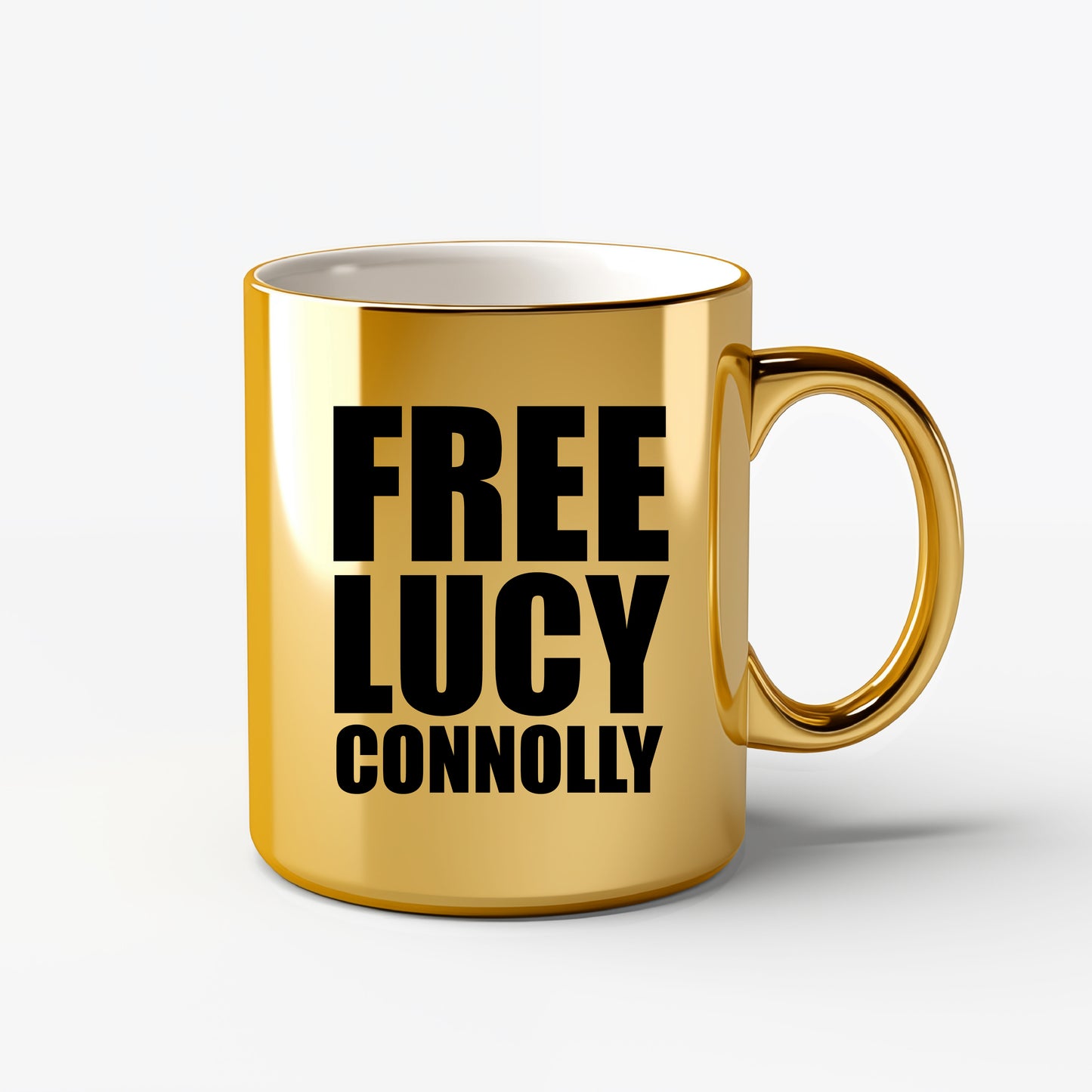 Free Lucy Connolly Political Prisoner Mug, Personalised Cup in Gold