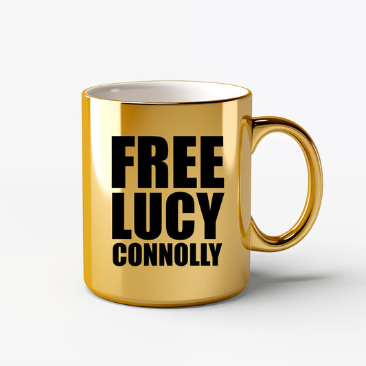 Free Lucy Connolly Political Prisoner Mug, Personalised Cup in Gold