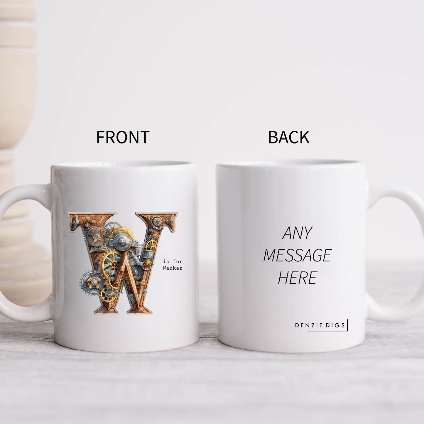 W is For Wanker Mug, Funny Offensive Hilarious Rude Personalised Gift Cup