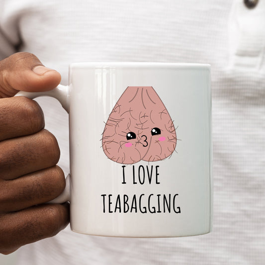 I Love Teabagging Cup, Ceramic Personalised Funny Rude Scrotum Mug