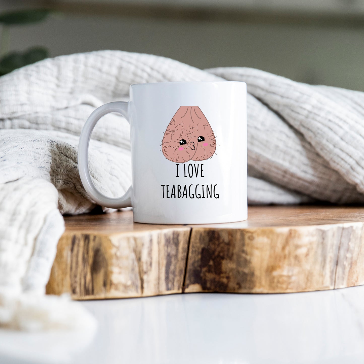 I Love Teabagging Cup, Ceramic Personalised Funny Rude Scrotum Mug