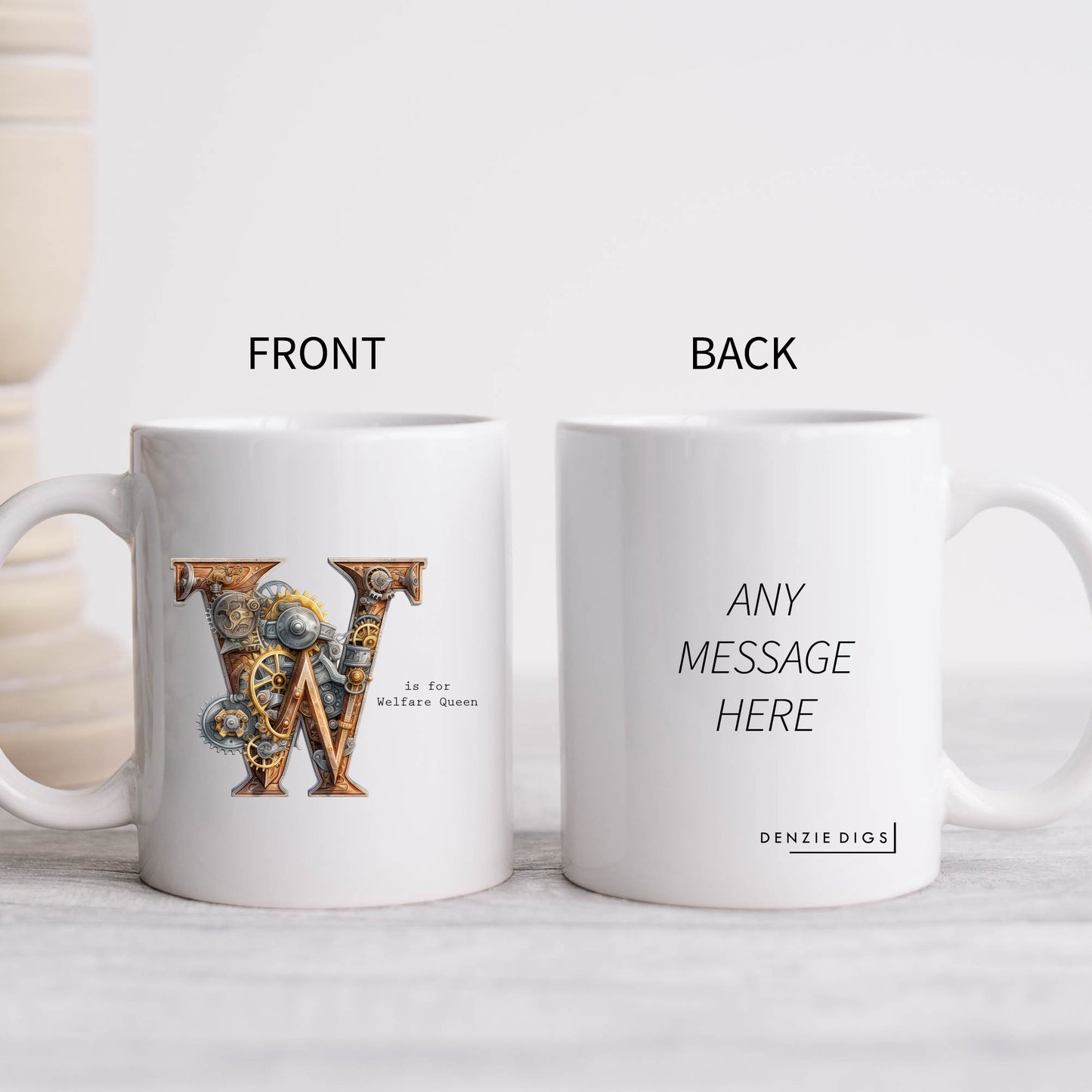 W is For Welfare Queen Mug, Funny Offensive Hilarious Rude Personalised Gift Cup