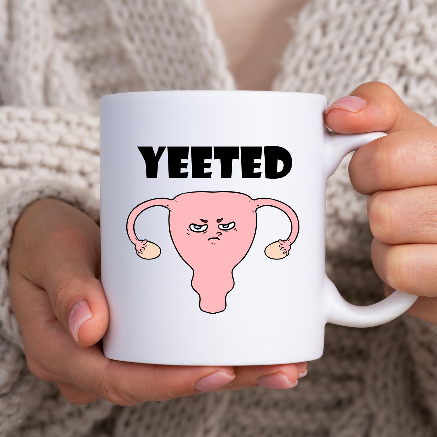 Yeeted Womb Hysterectomy Cup for Her, Ceramic Personalised Funny Yeet Joke Menopause Mug